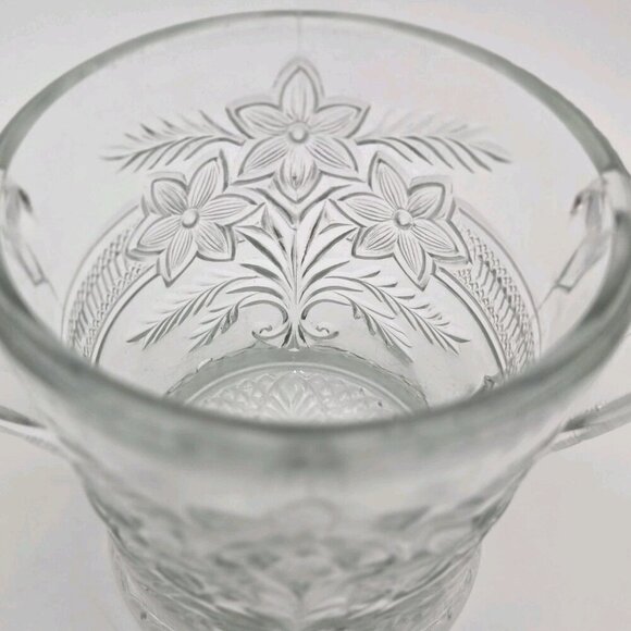 EAPG INDIANA GLASS No 162 Bouquet Narcissus Spray Winner Sugar 4 3/8" Antique - Picture 2 of 11